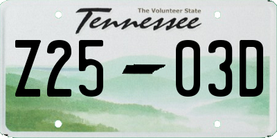 TN license plate Z2503D