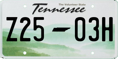 TN license plate Z2503H