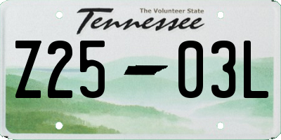 TN license plate Z2503L