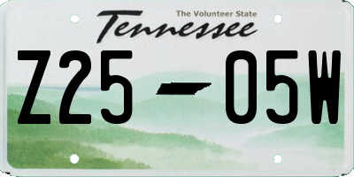 TN license plate Z2505W