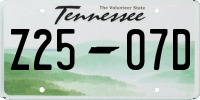 TN license plate Z2507D