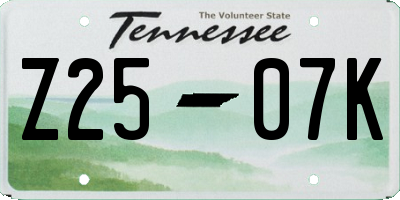 TN license plate Z2507K