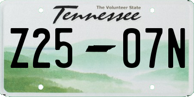 TN license plate Z2507N