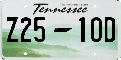 TN license plate Z2510D
