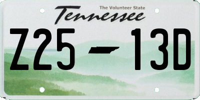 TN license plate Z2513D
