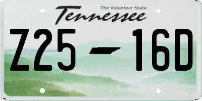 TN license plate Z2516D