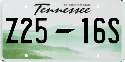 TN license plate Z2516S