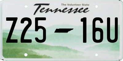 TN license plate Z2516U