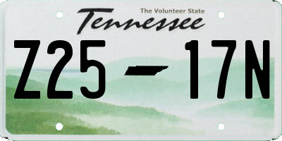 TN license plate Z2517N