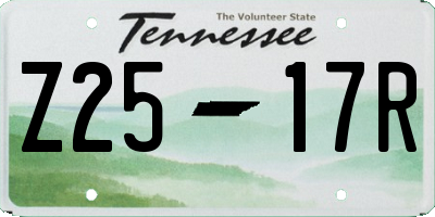 TN license plate Z2517R