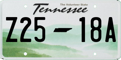 TN license plate Z2518A