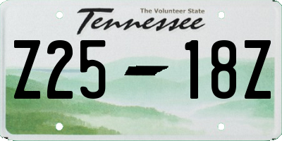 TN license plate Z2518Z