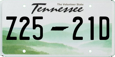 TN license plate Z2521D