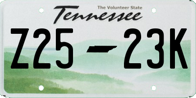 TN license plate Z2523K