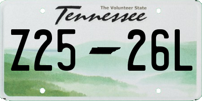 TN license plate Z2526L