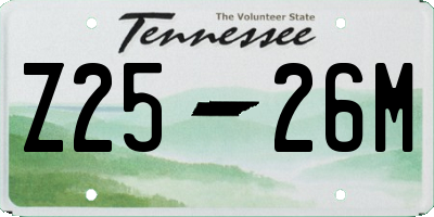 TN license plate Z2526M
