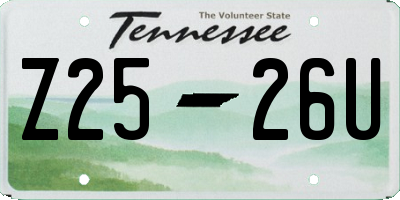 TN license plate Z2526U