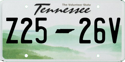 TN license plate Z2526V