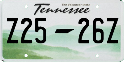 TN license plate Z2526Z