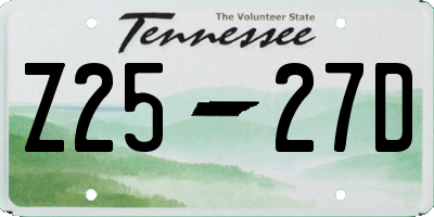 TN license plate Z2527D