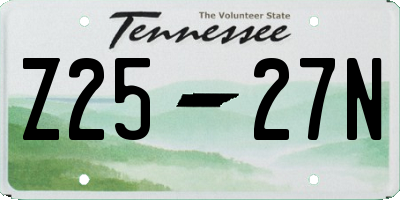 TN license plate Z2527N