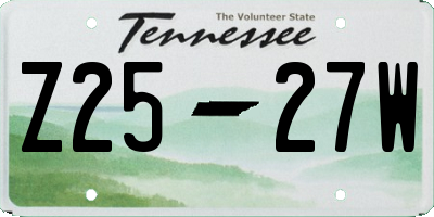 TN license plate Z2527W