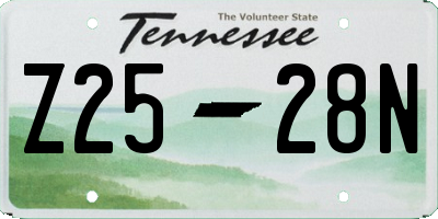 TN license plate Z2528N