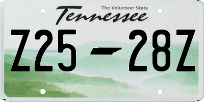 TN license plate Z2528Z