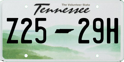 TN license plate Z2529H