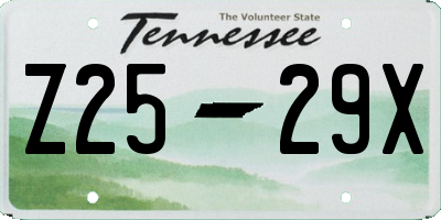 TN license plate Z2529X