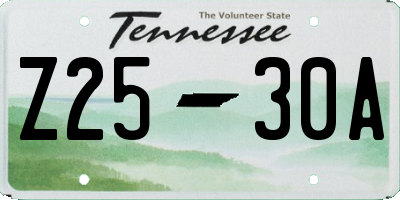 TN license plate Z2530A