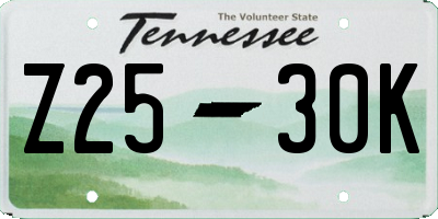 TN license plate Z2530K