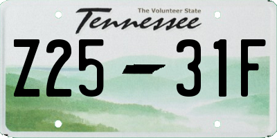 TN license plate Z2531F