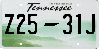 TN license plate Z2531J