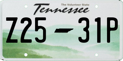 TN license plate Z2531P