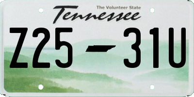 TN license plate Z2531U