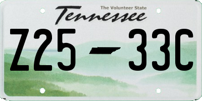 TN license plate Z2533C