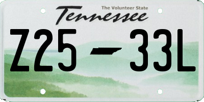 TN license plate Z2533L