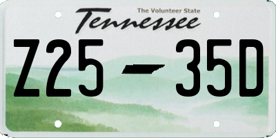 TN license plate Z2535D
