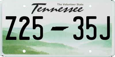 TN license plate Z2535J