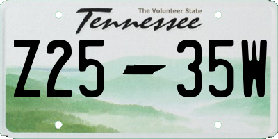 TN license plate Z2535W