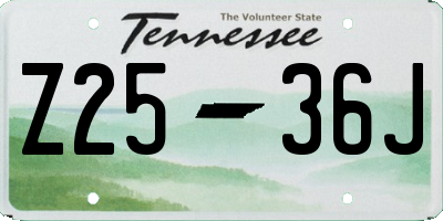 TN license plate Z2536J
