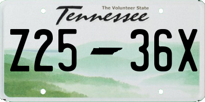 TN license plate Z2536X