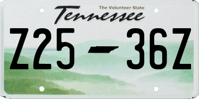 TN license plate Z2536Z