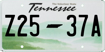 TN license plate Z2537A