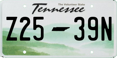 TN license plate Z2539N