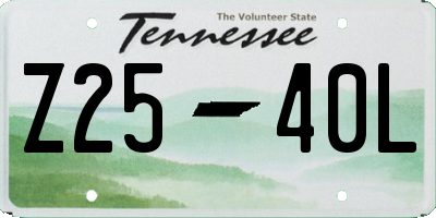 TN license plate Z2540L