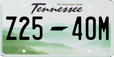 TN license plate Z2540M