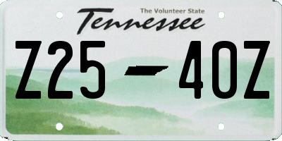 TN license plate Z2540Z