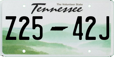 TN license plate Z2542J
